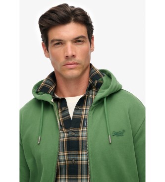 Superdry Casaco com capuz com fecho de correr com logtipo essencial HB verde