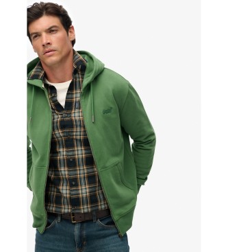 Superdry Casaco com capuz com fecho de correr com logtipo essencial HB verde