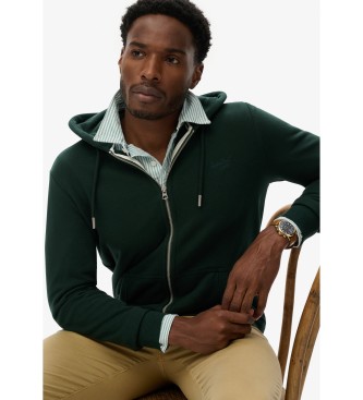 Superdry Sudadera con capucha y cremallera Essential Logo verde