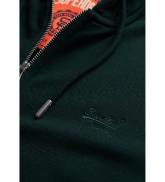 Superdry Sudadera con capucha y cremallera Essential Logo verde