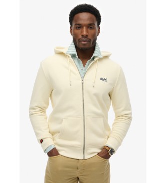 Superdry Off-white Essential Logo zip-up hoodie