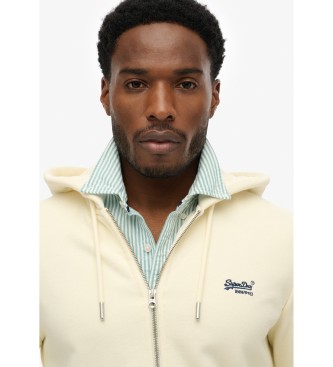 Superdry Off-white Essential Logo zip-up hoodie