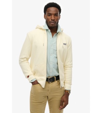 Superdry Off-white Essential Logo zip-up hoodie