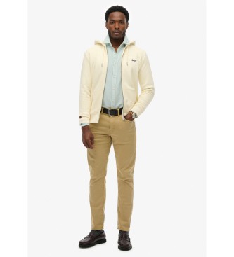 Superdry Off-white Essential Logo zip-up hoodie