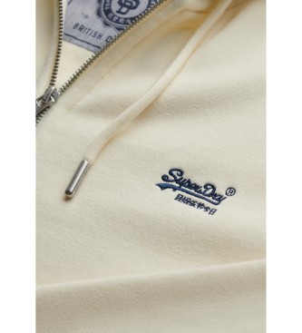 Superdry Off-white Essential Logo zip-up hoodie