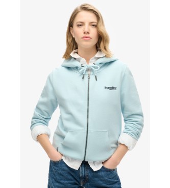 Superdry Sweat  capuche avec fermeture clair et logo Essential  bleu