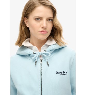 Superdry Mikina s kapuco z zadrgo in logotipom Essential  modra