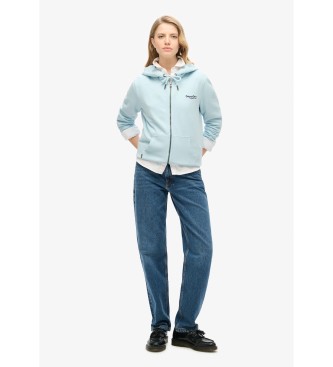 Superdry Hoodie mit Reiverschlusskapuze und Logo Essential  blau