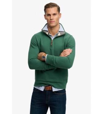 Superdry Sweatshirt Essential Pique com meio fecho verde