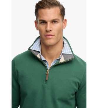 Superdry Sweatshirt Essential Pique com meio fecho verde