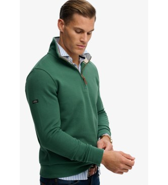 Superdry Sweatshirt Essential Pique com meio fecho verde