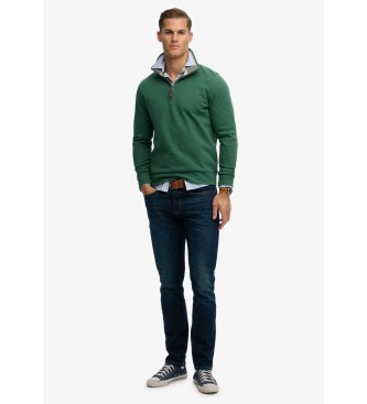 Superdry Sweatshirt Essential Pique com meio fecho verde
