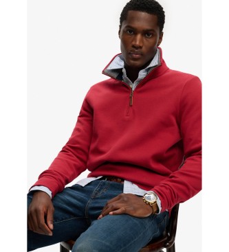 Superdry Sudadera Essential Pique Half Zip rojo