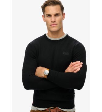 Superdry Maglione nero slim fit essenziale