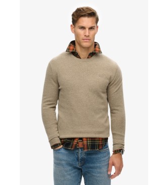 Superdry Essentile beige slim fit trui