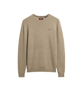 Superdry Beżowy sweter o wąskim kroju Essential