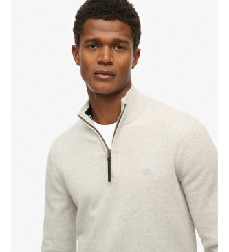 Superdry Essentials Pulover s polkrožnim zadrganjem sive barve