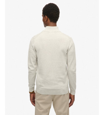 Superdry Essentials Pulover s polkrožnim zadrganjem sive barve