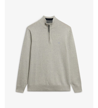 Superdry Essentials Pulover s polkrožnim zadrganjem sive barve