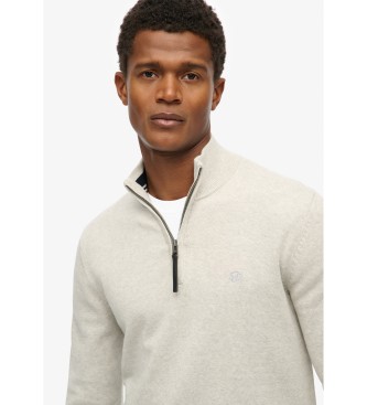 Superdry Camisola com meio fecho Essentials cinzenta