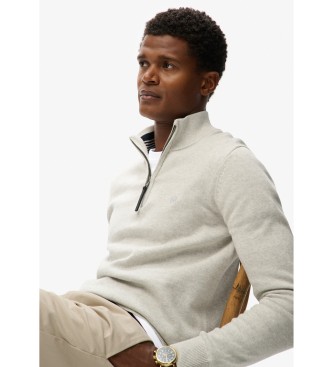 Superdry Camisola com meio fecho Essentials cinzenta