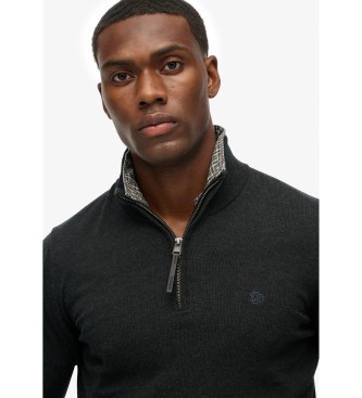 Superdry Camisola com meio fecho Essentials preta