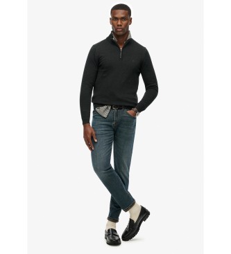Superdry Camisola com meio fecho Essentials preta