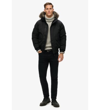 Superdry Giubbotto bomber in pelliccia sintetica nera Everest