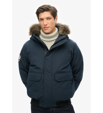 Superdry Giubbotto bomber in pelliccia sintetica Everest blu scuro