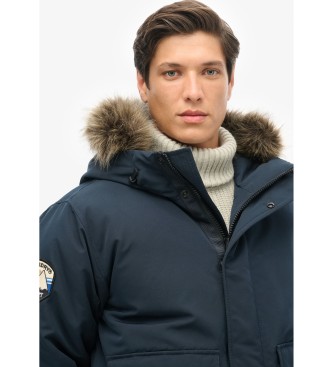 Superdry Giubbotto bomber in pelliccia sintetica Everest blu scuro