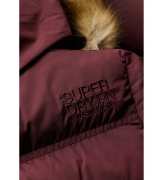 Superdry Everest liliowy płaszcz ze sztucznego futra liliowy