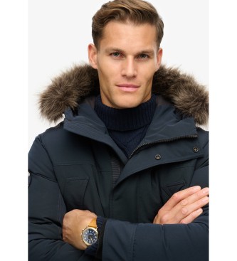 Superdry Parka z syntetycznego futra Everest navy