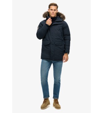 Superdry Parka Everest in pelliccia sintetica blu scuro