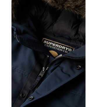 Superdry Parka Everest in pelliccia sintetica blu scuro