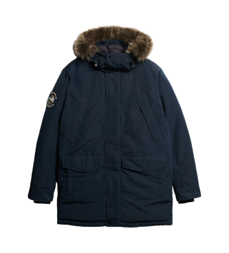 Superdry Everest parka i syntetisk pels navy