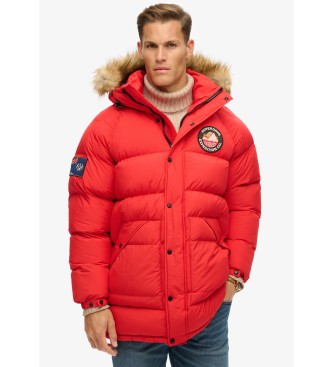 Superdry Dolga parka z deflektorji Everest rdeča  