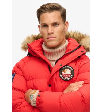 Superdry Long parka with deflectors Everest red  