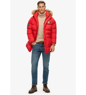 Superdry Long parka with deflectors Everest red  