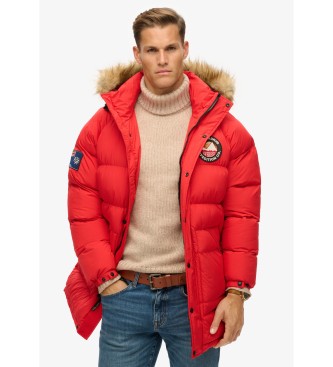 Superdry Dolga parka z deflektorji Everest rdeča  