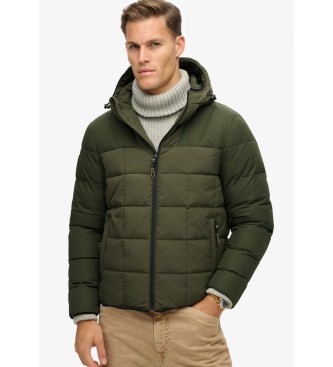 Superdry Quilted hooded jacket Expedition green