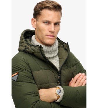 Superdry Quilted hooded jacket Expedition green