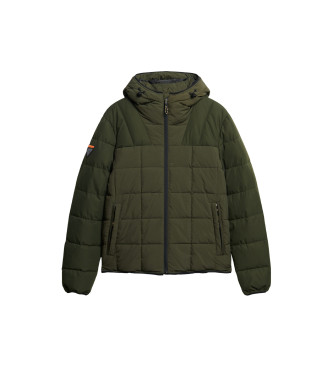 Superdry Quilted hooded jacket Expedition green