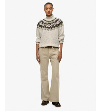 Superdry Pull Fairisle blanc cass  col roul