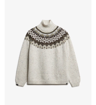 Superdry Pull Fairisle blanc cass  col roul