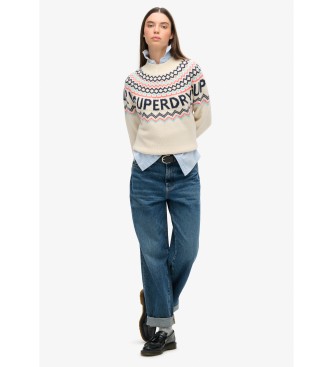 Superdry Beżowy sweter Fairisle