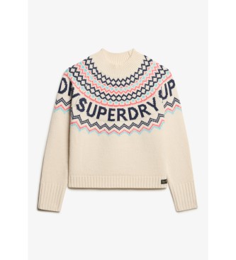 Superdry Beżowy sweter Fairisle