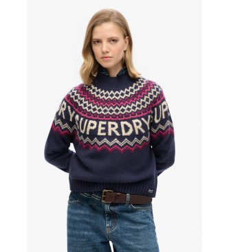 Superdry Fairisle marinebl trje