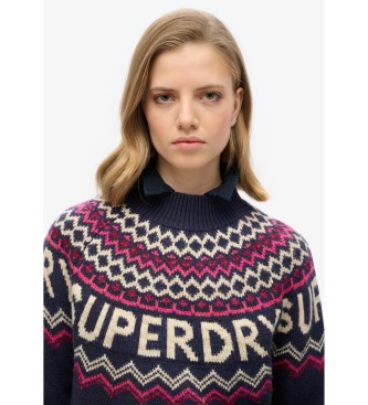 Superdry Granatowy sweter Fairisle