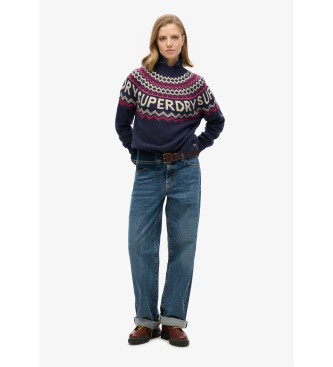 Superdry Granatowy sweter Fairisle