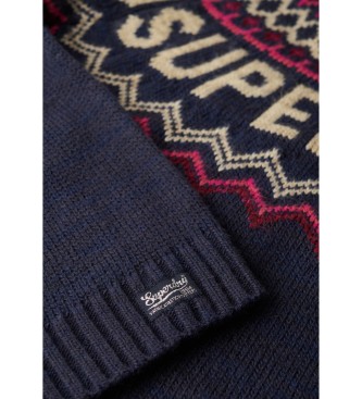 Superdry Granatowy sweter Fairisle